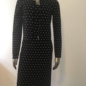 ELIE TAHARI - 2 Piece Sz S Black and Bone Knit Dress and Jacket